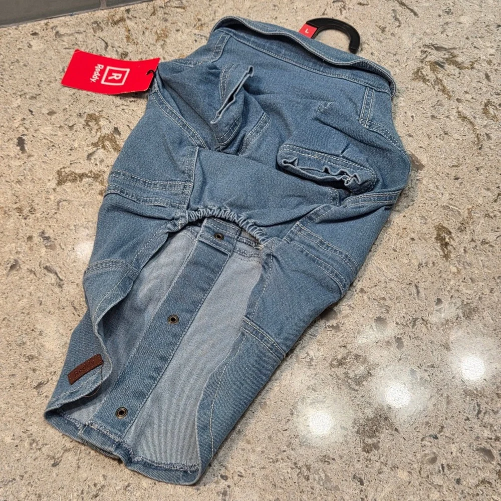 Reddy Blue Denim Dog Dress Large NWT Recycled Material Collared Blue Jean